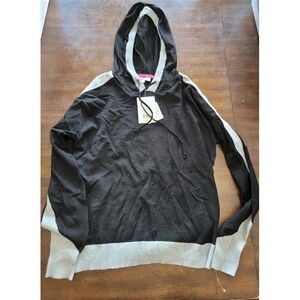 NWT Olive & Vine S Sweater Hoodie Black Gray Color Block 121767